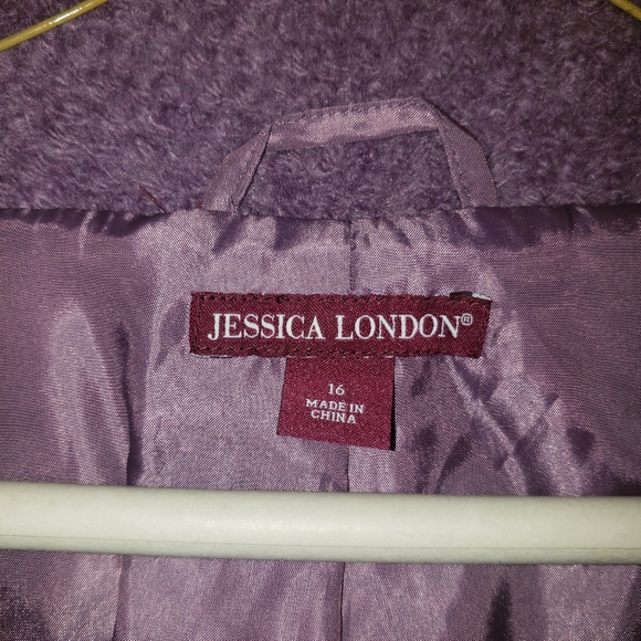 Jessica London Vintage Wool Purple Coat, Size 16 - Picture 3 of 5